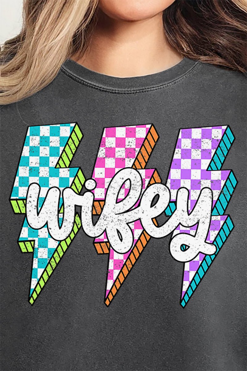 Neon Lightning Wifey Comfort Colors Adult Ring - Spun Cotton Tee - Wholesale Accessory Market