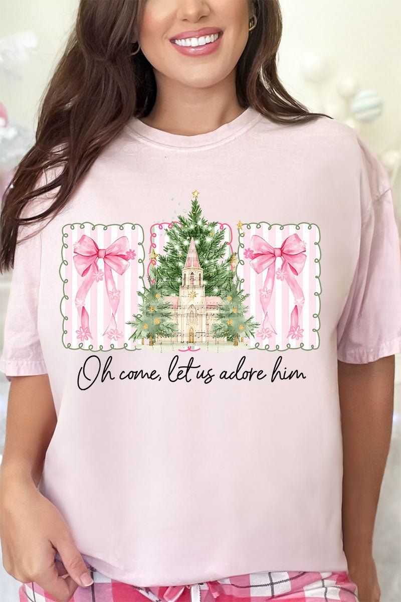 Notes Oh Come Let Us Adore Him Comfort Colors Adult Ring - Spun Cotton Tee - Wholesale Accessory Market