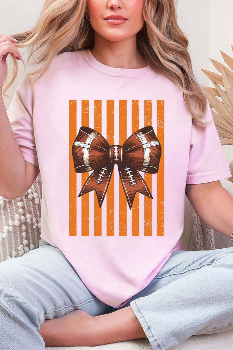 Orange Varsity Bow Comfort Colors Adult Ring-Spun Cotton Tee - Wholesale Accessory Market