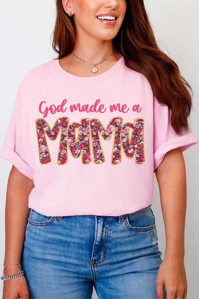 Pink God Made Me A Mama Comfort Colors Adult Ring - Spun Cotton Tee - Wholesale Accessory Market