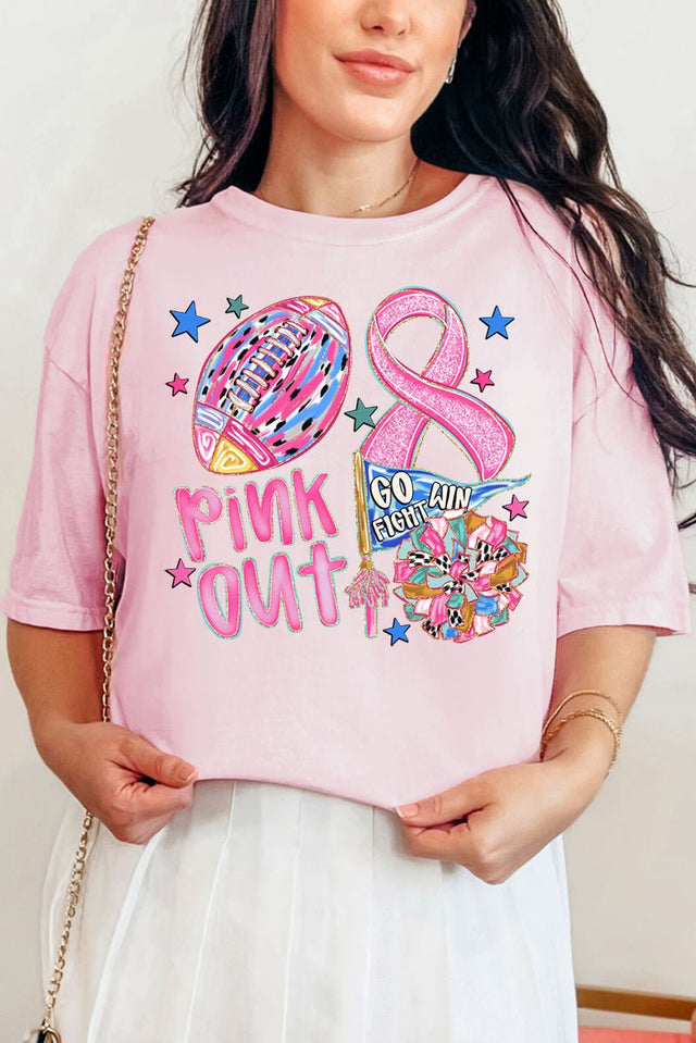 Pink Out Ribbon Doodle Comfort Colors Adult Ring - Spun Cotton Tee - Wholesale Accessory Market
