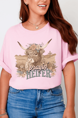 Prayin' Heifer Comfort Colors Adult Ring - Spun Cotton Tee - Wholesale Accessory Market