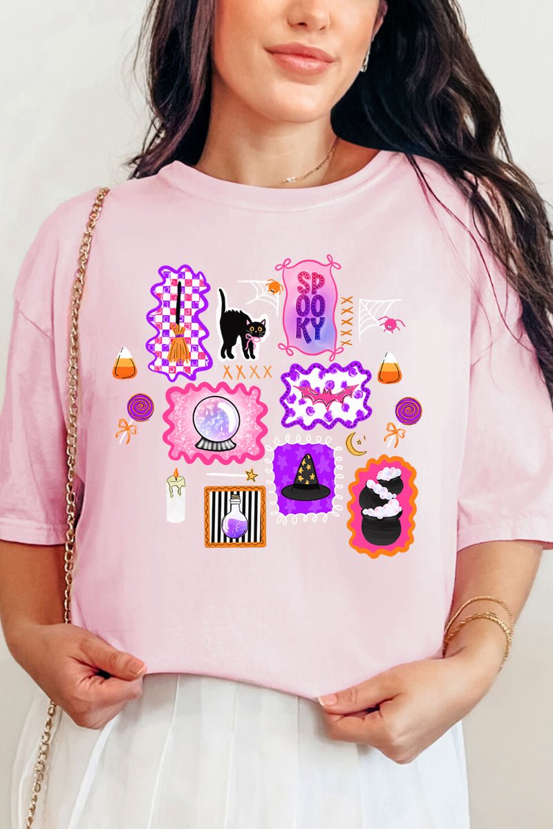 Preppy Halloween Doodle Comfort Colors Adult Ring - Spun Cotton Tee - Wholesale Accessory Market