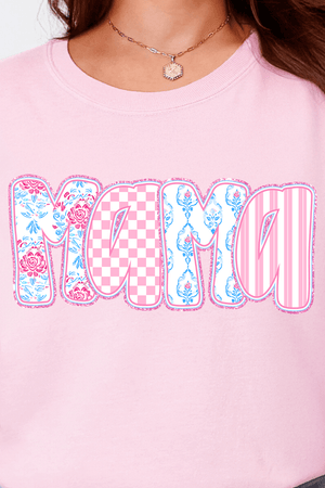 Preppy Pink And Blue Mama Comfort Colors Adult Ring - Spun Cotton Tee - Wholesale Accessory Market