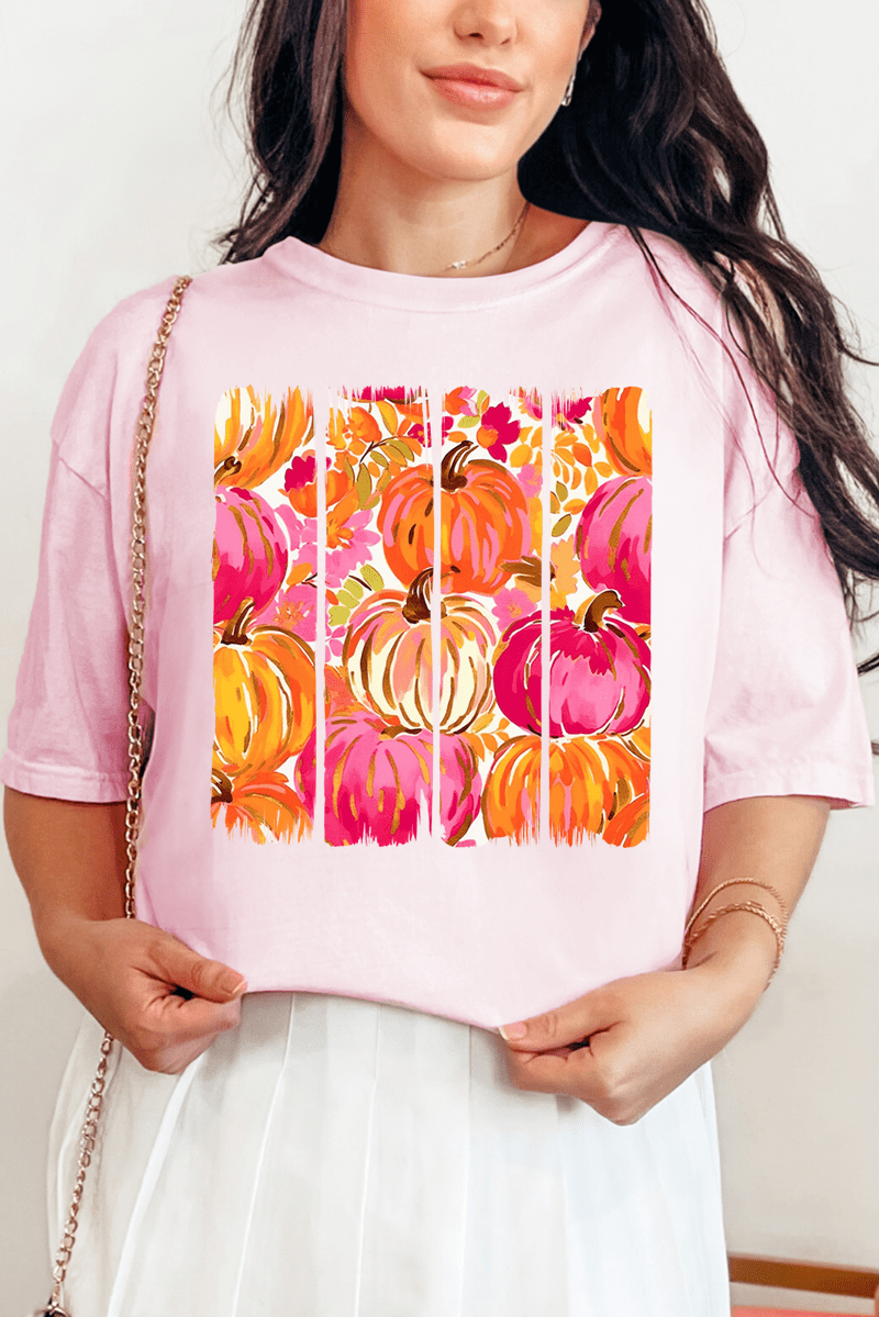 Preppy Pumpkin Brushstroke Comfort Colors Adult Ring - Spun Cotton Tee - Wholesale Accessory Market