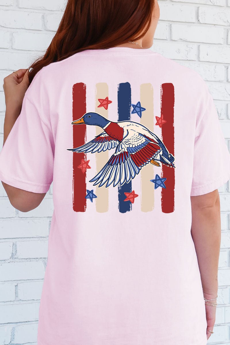 Red, White & Quack Front & Back Comfort Colors Adult Ring - Spun Cotton Tee - Wholesale Accessory Market