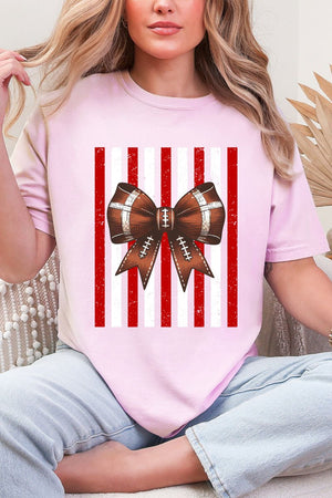 Red & White Varsity Bow Comfort Colors Adult Ring-Spun Cotton Tee - Wholesale Accessory Market