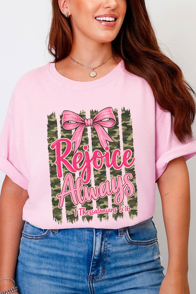 Rejoice Always Girly Camo Comfort Colors Adult Ring-Spun Cotton Tee - Wholesale Accessory Market