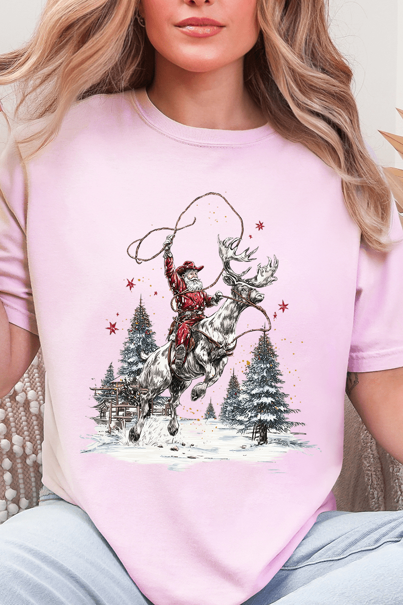 Retro Rodeo Santa Comfort Colors Adult Ring - Spun Cotton Tee - Wholesale Accessory Market