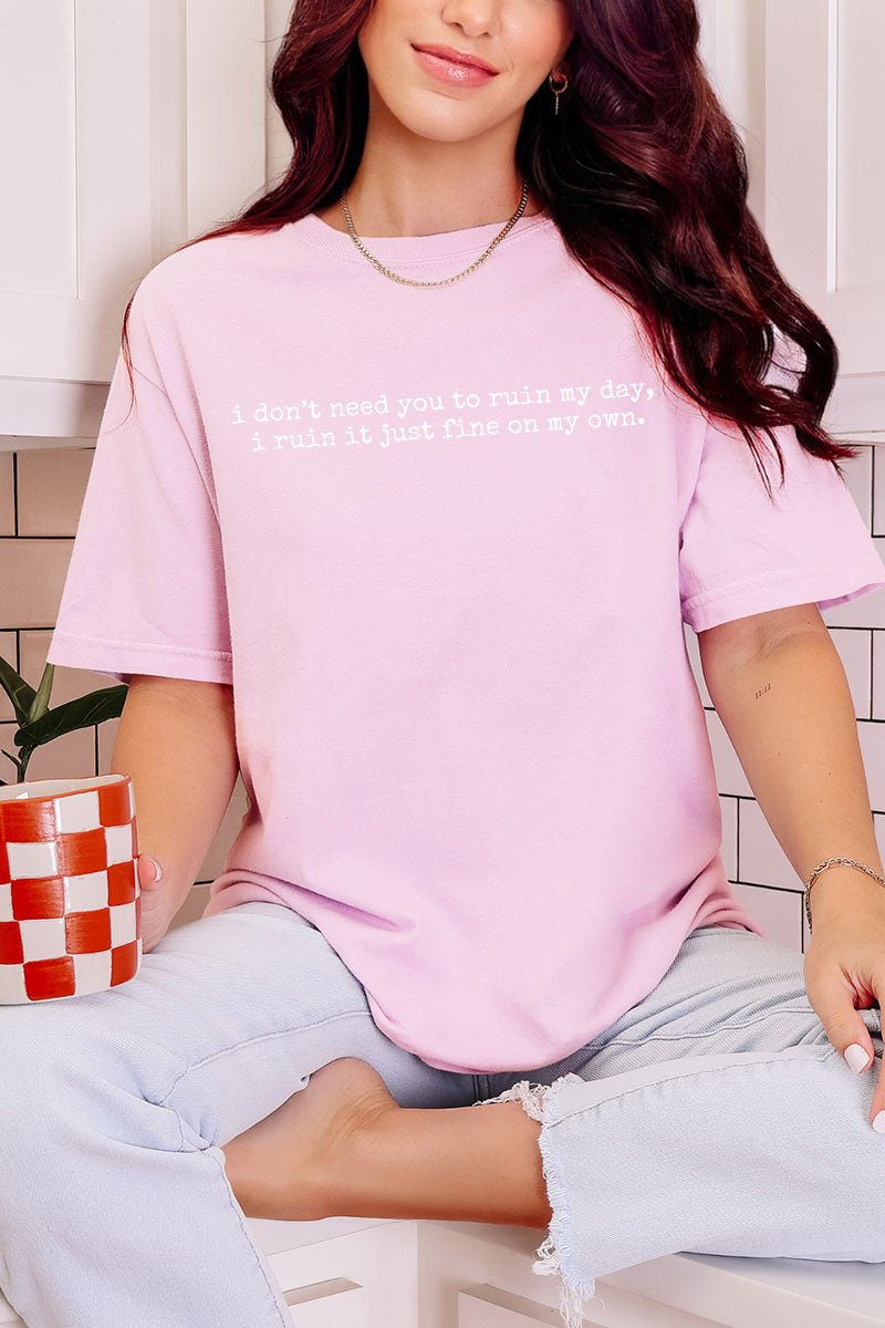 Ruin My Day Comfort Colors Adult Ring - Spun Cotton Tee - Wholesale Accessory Market