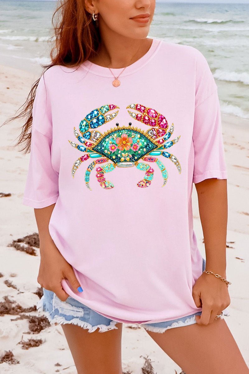 Seaside Sparkle Crab Comfort Colors Adult Ring - Spun Cotton Tee - Wholesale Accessory Market