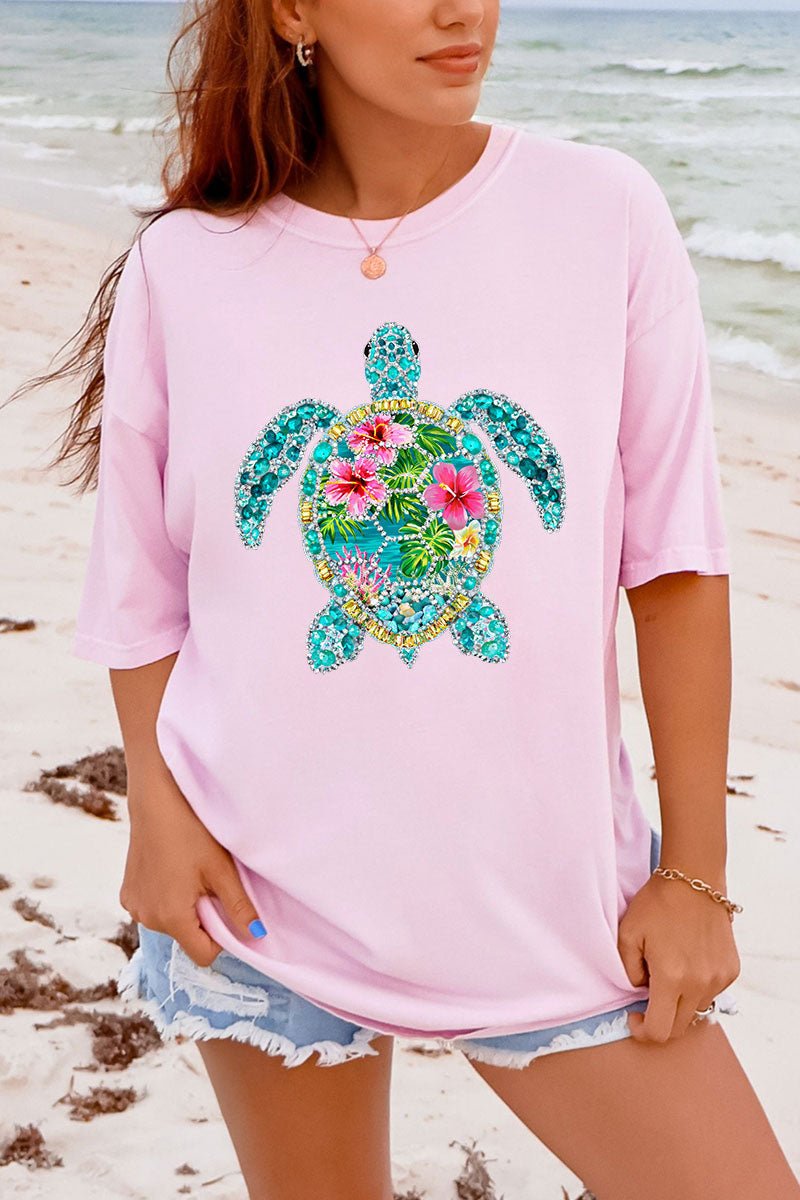 Seaside Sparkle Turtle Comfort Colors Adult Ring - Spun Cotton Tee - Wholesale Accessory Market