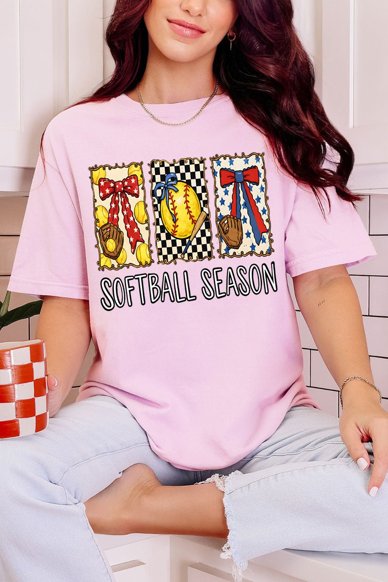 Softball Season Ribbon Comfort Colors Adult Ring - Spun Cotton Tee - Wholesale Accessory Market