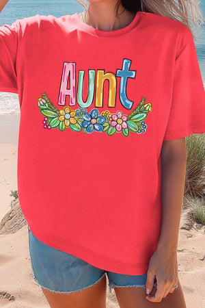Spring Floral Aunt Adult Ring-Spun Cotton Tee - Wholesale Accessory Market