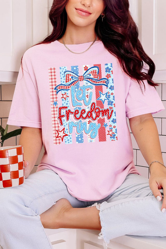 Striped Coquette Let Freedom Ring Comfort Colors Adult Ring - Spun Cotton Tee - Wholesale Accessory Market