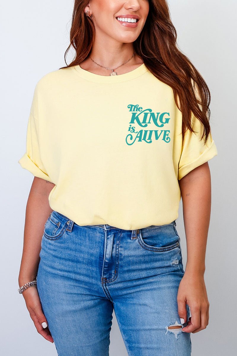 The King Is Alive Front & Back Design Comfort Colors Adult Ring - Spun Cotton Tee - Wholesale Accessory Market