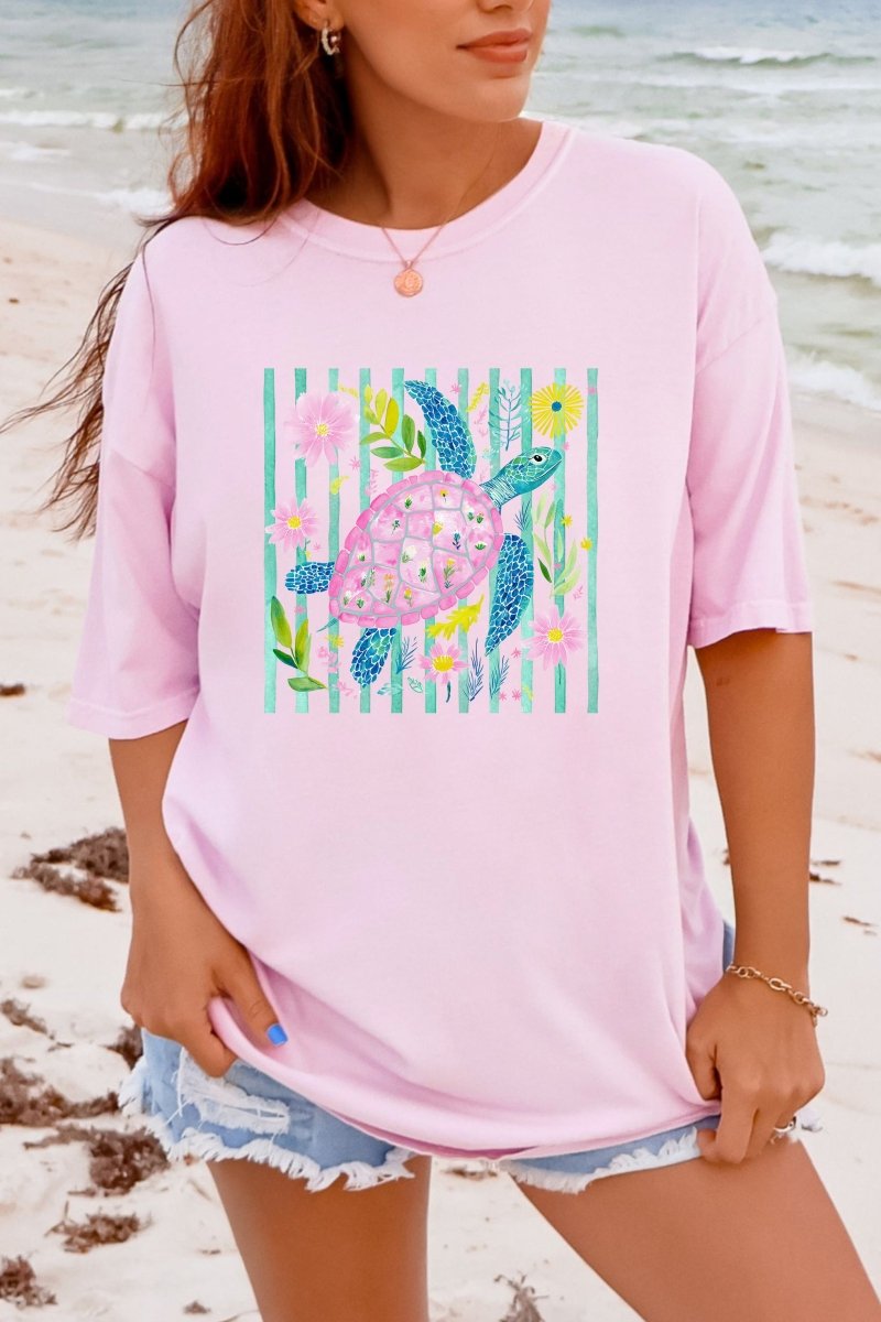 Turtle Coastal Garden Comfort Colors Adult Ring - Spun Cotton Tee - Wholesale Accessory Market