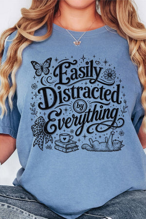 Black Easily Distracted By Everything Comfort Colors Adult Ring-Spun Cotton Tee - Wholesale Accessory Market