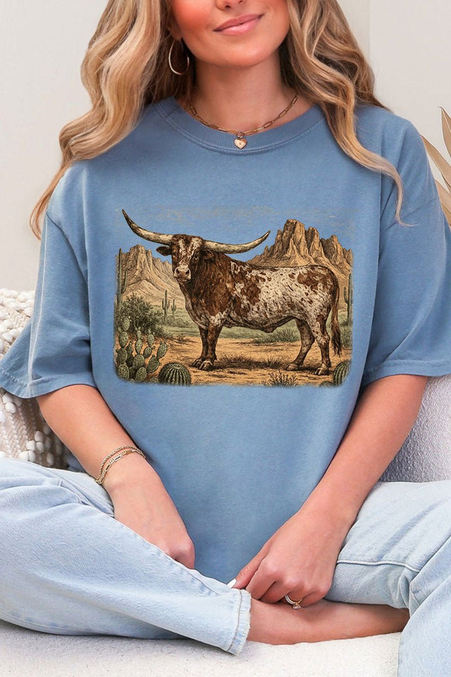 Desert Monarch Longhorn Comfort Colors Adult Ring - Spun Cotton Tee - Wholesale Accessory Market
