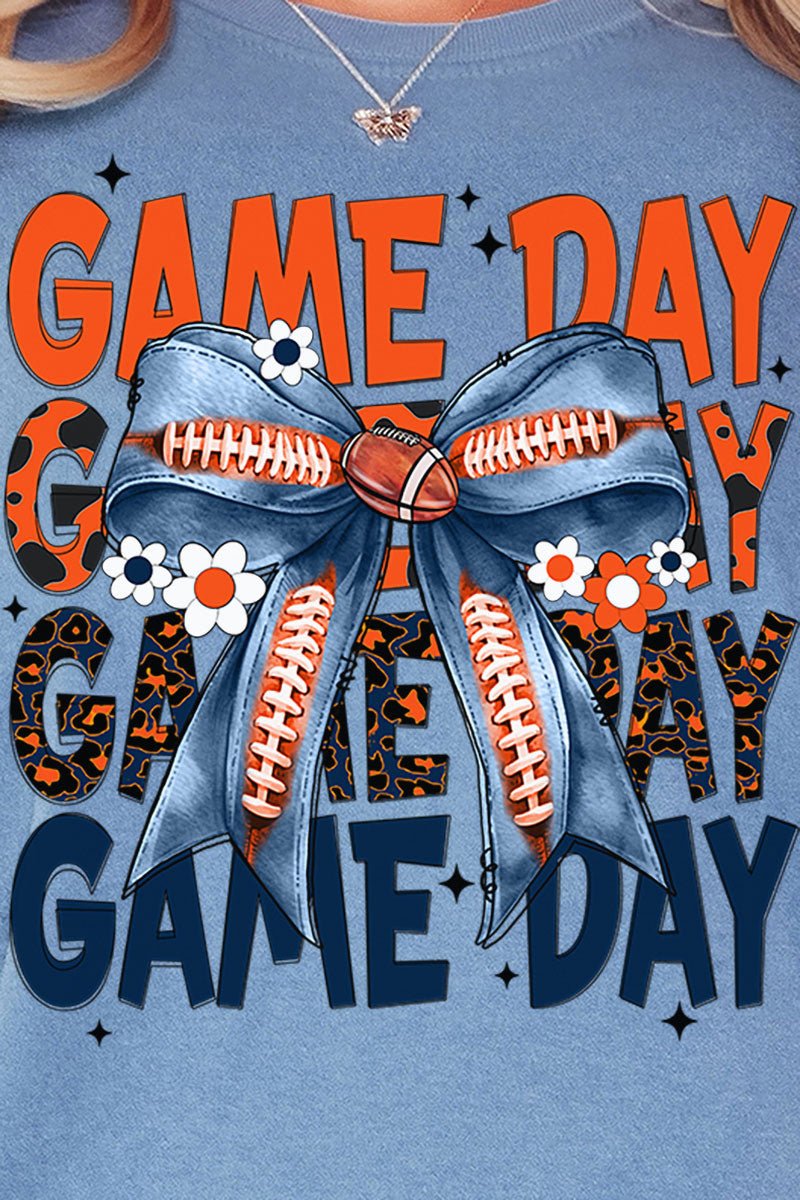 Orange & Blue Stacked Gameday Comfort Colors Adult Ring - Spun Cotton Tee - Wholesale Accessory Market