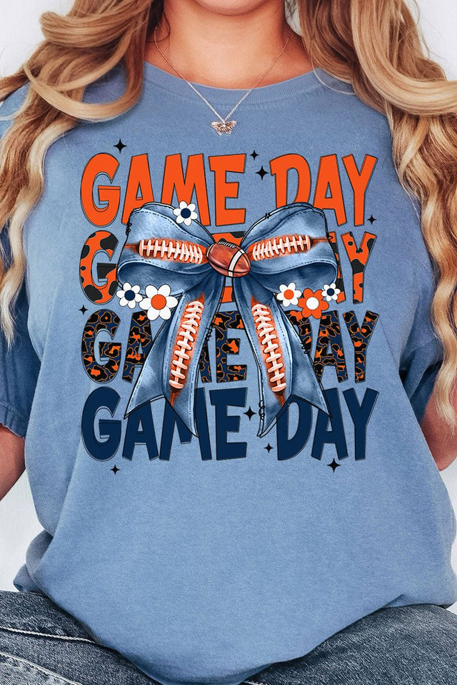Orange & Blue Stacked Gameday Comfort Colors Adult Ring - Spun Cotton Tee - Wholesale Accessory Market