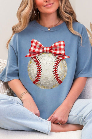 Painted Baseball Bow Comfort Colors Adult Ring - Spun Cotton Tee - Wholesale Accessory Market