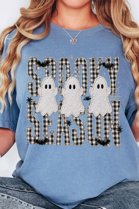 Spooky Season Gingham & Ghosts Comfort Colors Adult Ring-Spun Cotton Tee - Wholesale Accessory Market