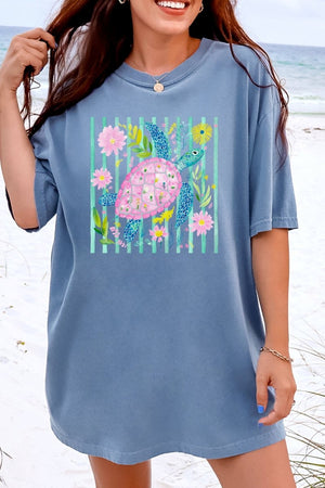Turtle Coastal Garden Comfort Colors Adult Ring - Spun Cotton Tee - Wholesale Accessory Market
