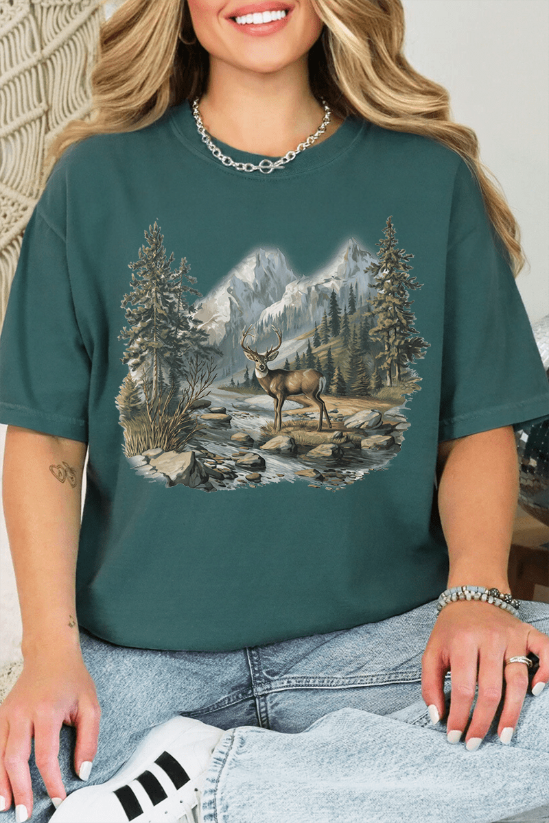 Alpine Deer Comfort Colors Adult Ring - Spun Cotton Tee - Wholesale Accessory Market