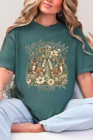 My Strength Woodland Deer Comfort Colors Adult Ring-Spun Cotton Tee - Wholesale Accessory Market
