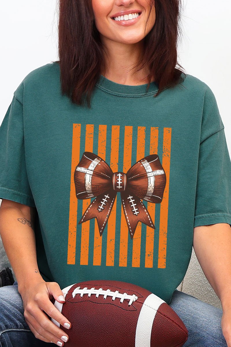 Orange Varsity Bow Comfort Colors Adult Ring-Spun Cotton Tee - Wholesale Accessory Market