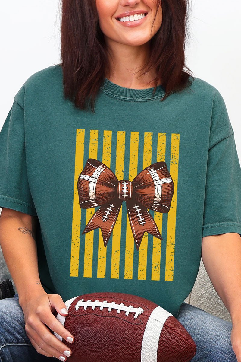 Yellow Gold Varsity Bow Comfort Colors Adult Ring-Spun Cotton Tee - Wholesale Accessory Market