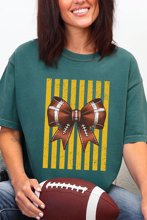 Yellow Gold Varsity Bow Comfort Colors Adult Ring-Spun Cotton Tee - Wholesale Accessory Market