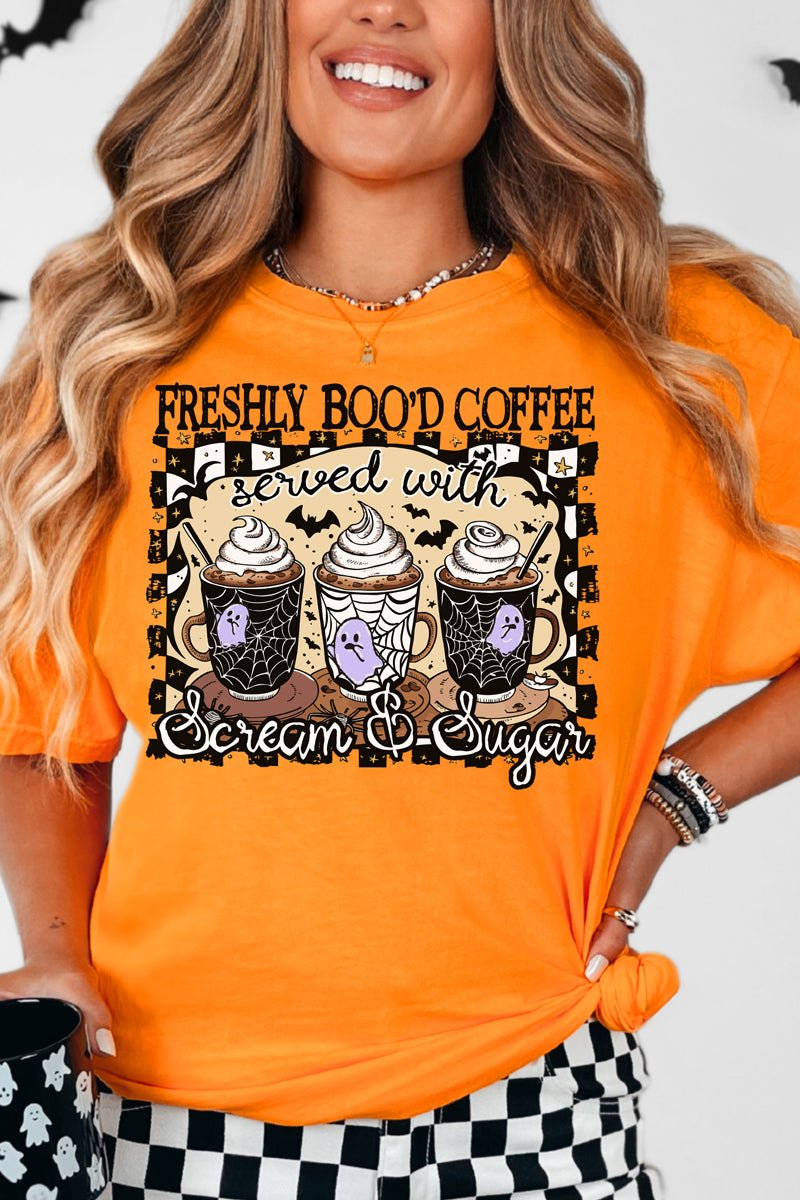 Freshly Boo'd Coffee Comfort Colors Adult Ring - Spun Cotton Tee - Wholesale Accessory Market
