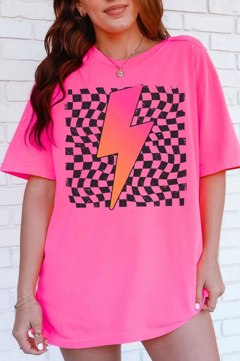 Neon Lightning Bolt Comfort Colors Adult Ring - Spun Cotton Tee - Wholesale Accessory Market