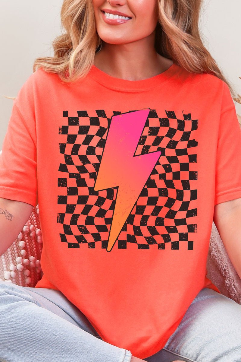 Neon Lightning Bolt Comfort Colors Adult Ring - Spun Cotton Tee - Wholesale Accessory Market