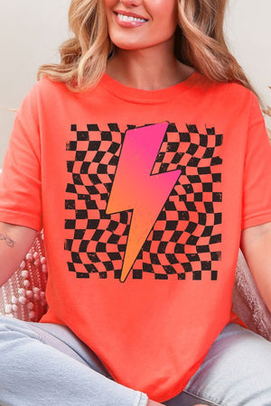 Neon Lightning Bolt Comfort Colors Adult Ring - Spun Cotton Tee - Wholesale Accessory Market