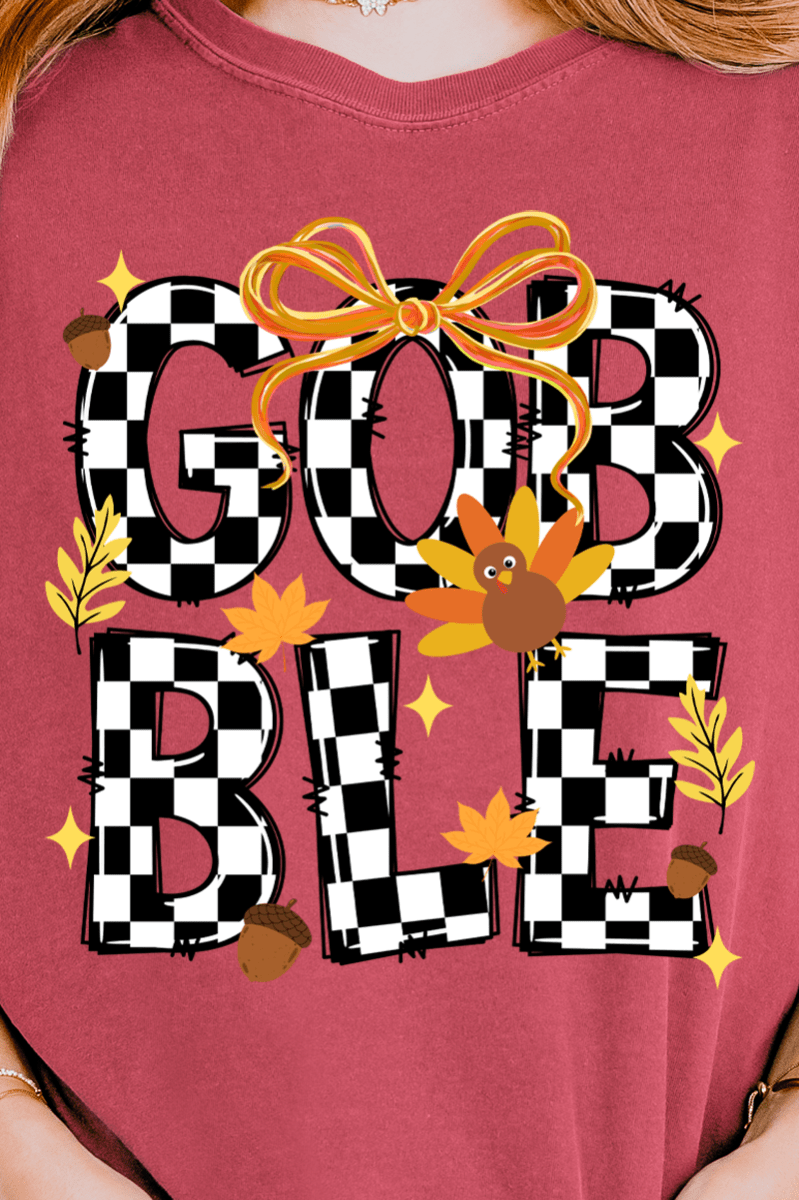 Checkered Gobble Coquette Comfort Colors Adult Ring - Spun Cotton Tee - Wholesale Accessory Market
