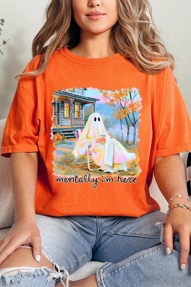 Ghost Mentally I'm Here Comfort Colors Adult Ring-Spun Cotton Tee - Wholesale Accessory Market