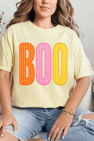 Candy Stripe Boo Comfort Colors Adult Ring-Spun Cotton Tee - Wholesale Accessory Market