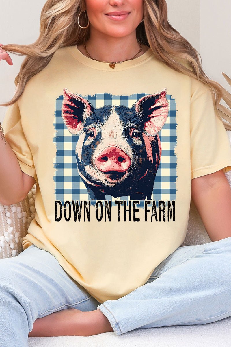 Down On The Farm Pig Comfort Colors Adult Ring - Spun Cotton Tee - Wholesale Accessory Market