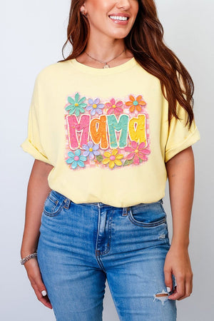 Floral Painted Mama Comfort Colors Adult Ring - Spun Cotton Tee - Wholesale Accessory Market