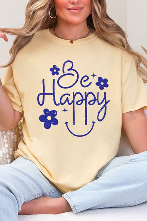 Flower Be Happy Comfort Colors Adult Ring - Spun Cotton Tee - Wholesale Accessory Market