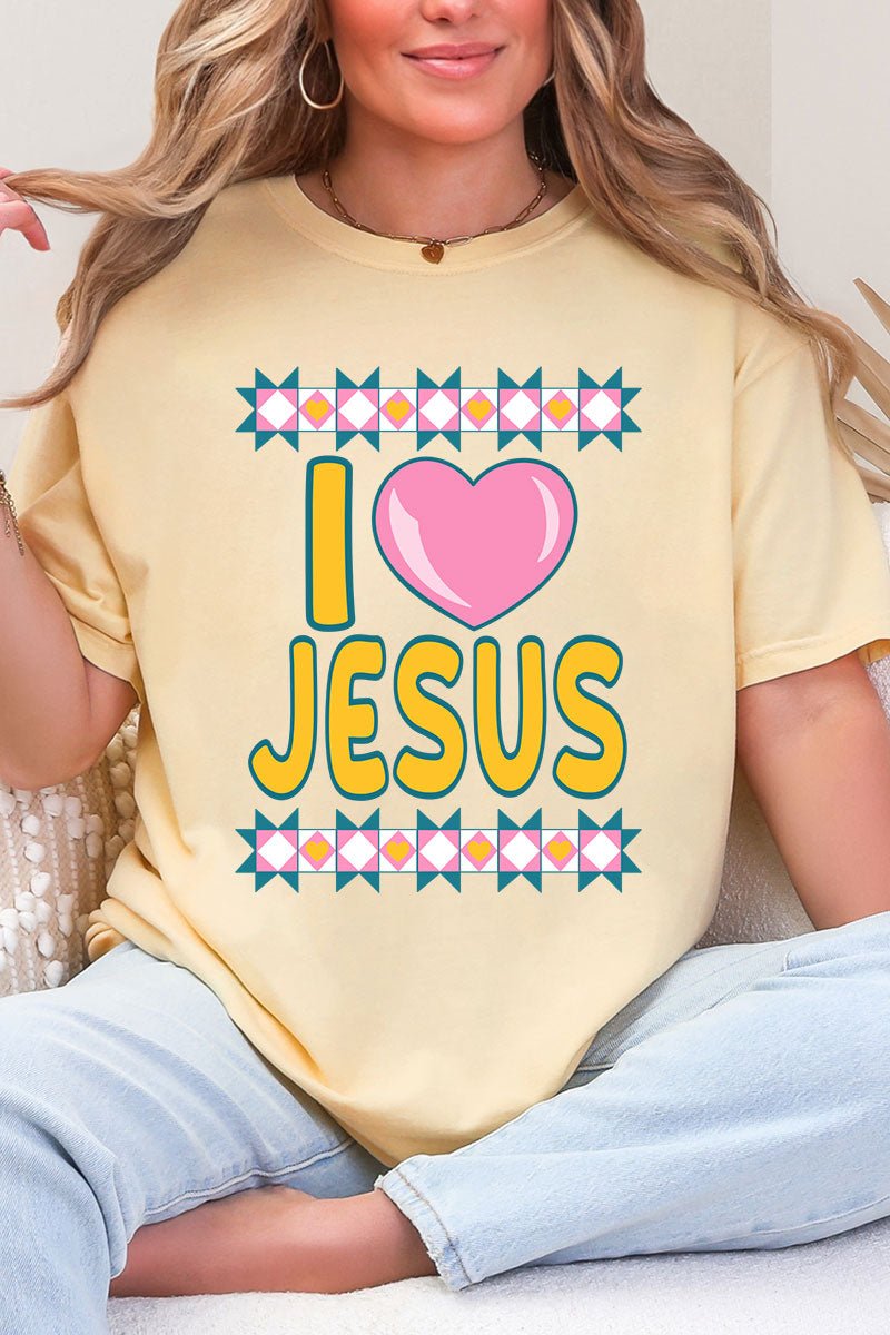 Folk Faith: I Love Jesus Comfort Colors Adult Ring - Spun Cotton Tee - Wholesale Accessory Market