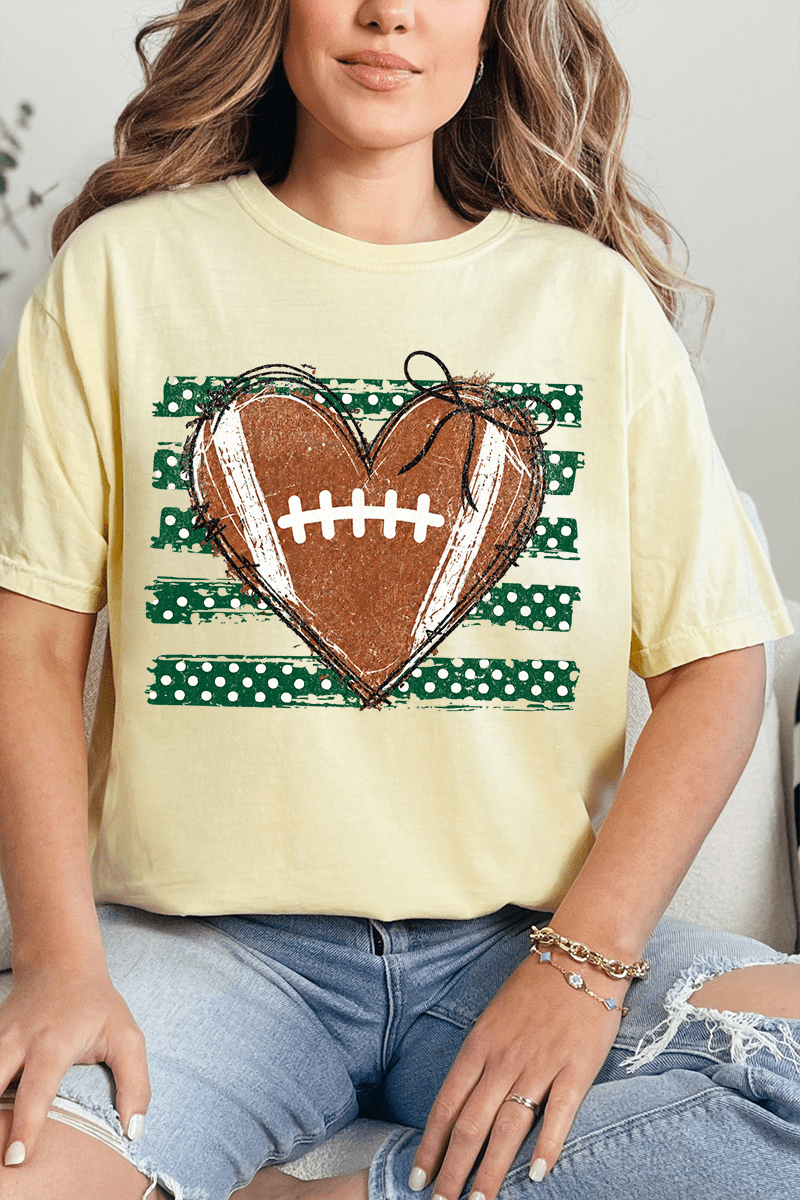 Green Football Sweetheart Comfort Colors Adult Ring-Spun Cotton Tee - Wholesale Accessory Market