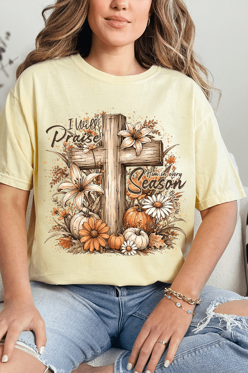 Harvest Praise Cross Comfort Colors Adult Ring-Spun Cotton Tee - Wholesale Accessory Market