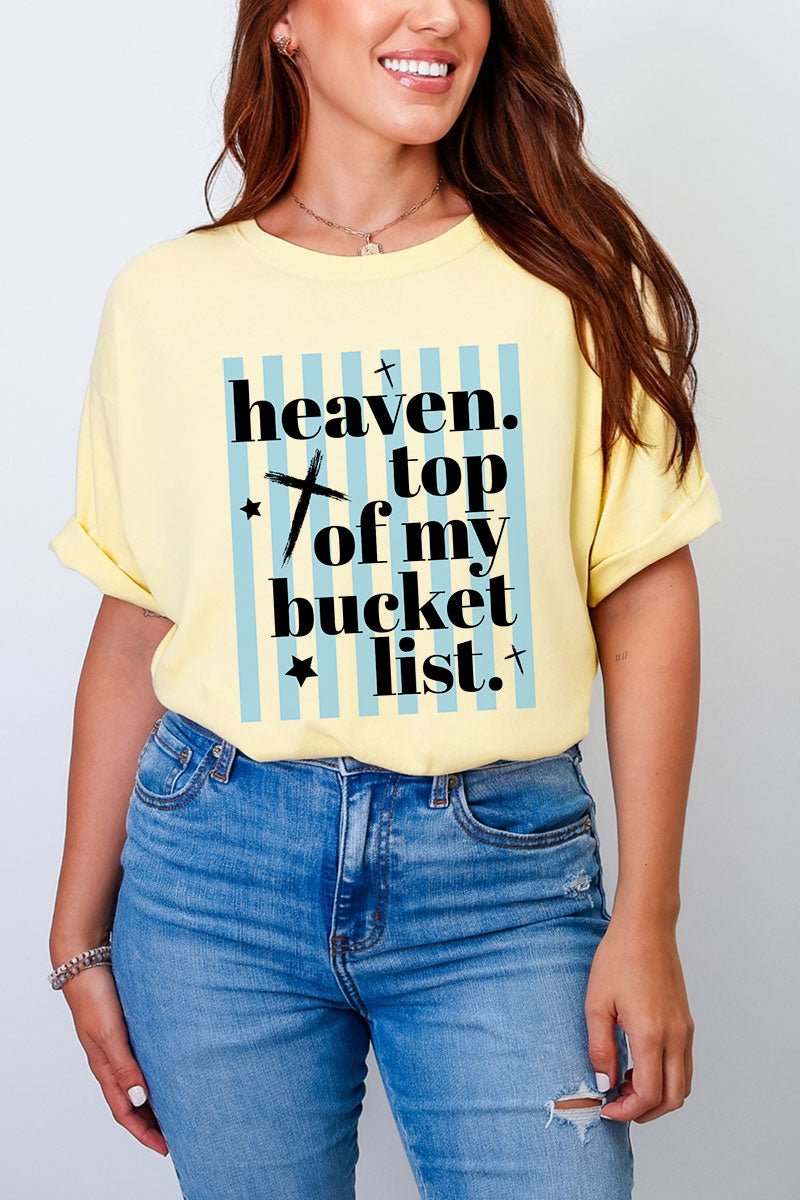 Heaven, Top Of My Bucket List Comfort Colors Adult Ring - Spun Cotton Tee - Wholesale Accessory Market