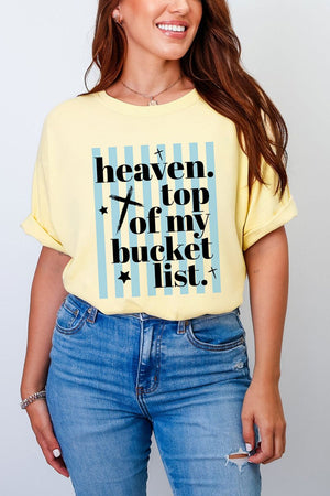 Heaven, Top Of My Bucket List Comfort Colors Adult Ring - Spun Cotton Tee - Wholesale Accessory Market