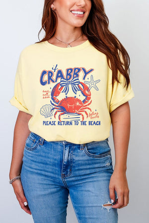 If Crabby Please Return To The Beach Comfort Colors Adult Ring - Spun Cotton Tee - Wholesale Accessory Market