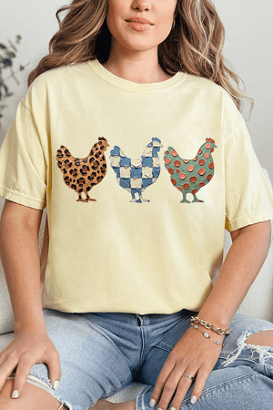 Painted Hen Trio Comfort Colors Adult Ring-Spun Cotton Tee - Wholesale Accessory Market
